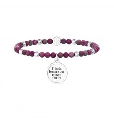 Pulsera amigos Kidult piedras tono rosa y plata colgante circular 732232