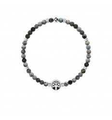Pulsera elástica Kidult unisex piedras tono gris árbol de vida 732241
