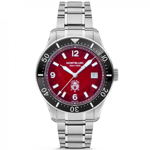 Reloj Montblanc 1858 Iced sea automatic date esfera roja 132291