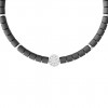 Kidult unisex unique elastic bracelet steel with grey stones 732255