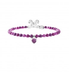 Pulsera ajustable Kidult con corazón y piedras en tonos lila 732287