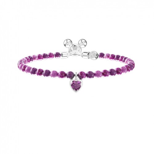 Pulsera ajustable Kidult con corazón y piedras en tonos lila 732287