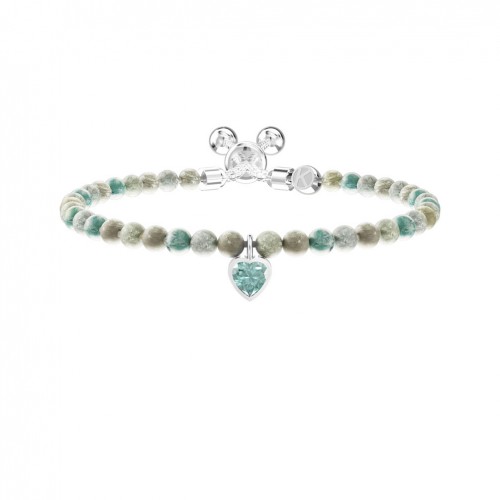Pulsera ajustable Kidult colgante corazón y piedras tonos azules 732291