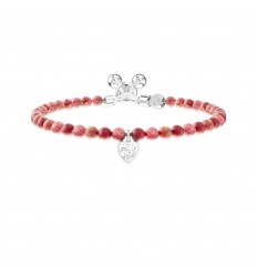 Kidult adjustable bracelet white heart pendant red tone stones 732294
