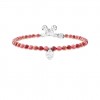 Kidult adjustable bracelet white heart pendant red tone stones 732294