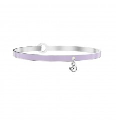 Pulsera rígida Kidult en acero con esmalte color lila y cristal 732305