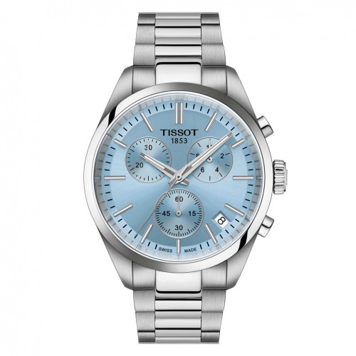 Reloj Tissot PR100 chrono esfera azul brazalete acero T1504171135100
