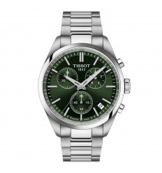 Reloj Tissot PR100 chrono esfera verde brazalete acero T1504171109100