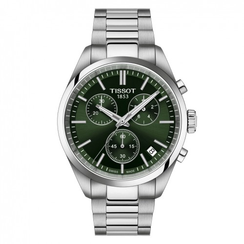 Reloj Tissot PR100 chrono esfera verde brazalete acero T1504171109100