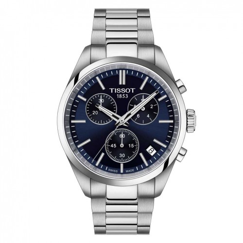 Reloj Tissot PR100 chrono azul oscuro brazalete acero T1504171104100