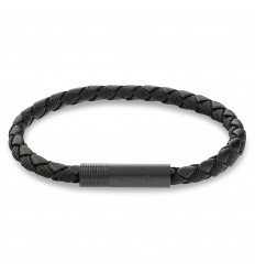 Pulsera Calvin Klein hombre piel negra y acero negro 35100025