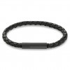 Calvin Klein men's black leather and steel bracelet 35100025
