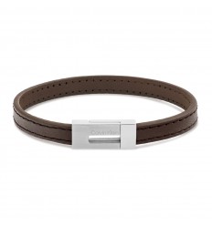 Pulsera Calvin Klein Exposed hombre piel marrón hebilla acero 35100021