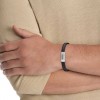 Calvin Klein Exposed men's black leather bracelet steel buckle 35100020