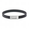 Calvin Klein Exposed men's black leather bracelet steel buckle 35100020