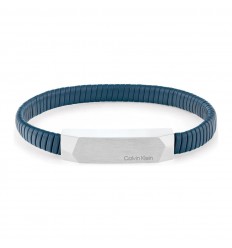Pulsera Calvin Klein Magnify hombre piel azul hebilla acero 35100013