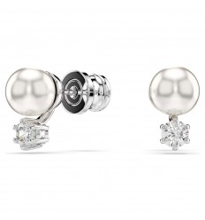Pendientes botón Matrix Swarovski Crystal Pearl blanco rodio 5694225
