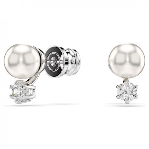 Pendientes botón Matrix Swarovski Crystal Pearl blanco rodio 5694225