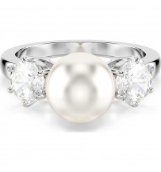 Anell Matrix Swarovski Crystal Pearl talla rodona blanc bany de rodi