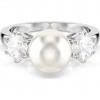 Anillo Matrix Swarovski Crystal Pearl talla redonda blanco baño rodio