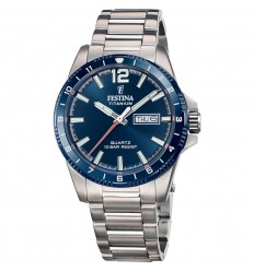 Festina men's titanium watch blue dial titanium bracelet F20698/2