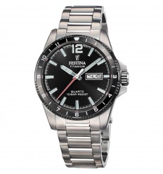 Festina men's titanium watch black dial titanium bracelet F20698/4
