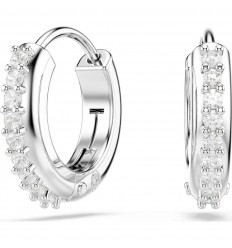 Swarovski Matrix hoop earrings round cut white rhodium plated 5690670
