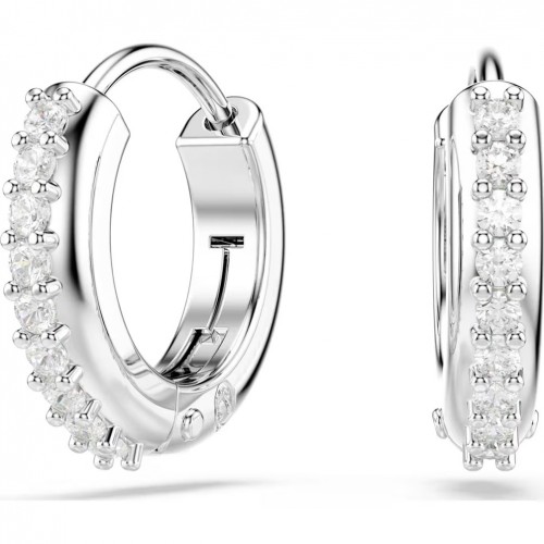 Pendientes aro Matrix Swarovski talla redonda blanco baño rodio 5690670