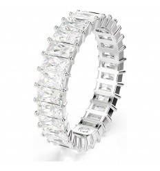 Swarovski Matrix ring baguette cut white crystals rhodium plated
