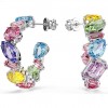 Asymmetrical Swarovski Gema hoop earrings multicolored rhodium 5692412