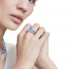 Anell obert Millenia Swarovski talla octogonal blau bany rodi 5694142