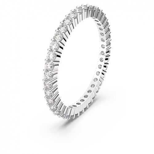 Swarovski Vittore Matrix ring round cut white crystals silver tone