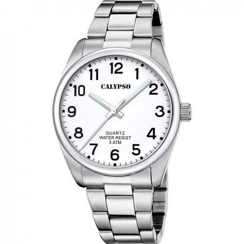 Calypso Basic men's watch K5862/1 white dial steel bracelet