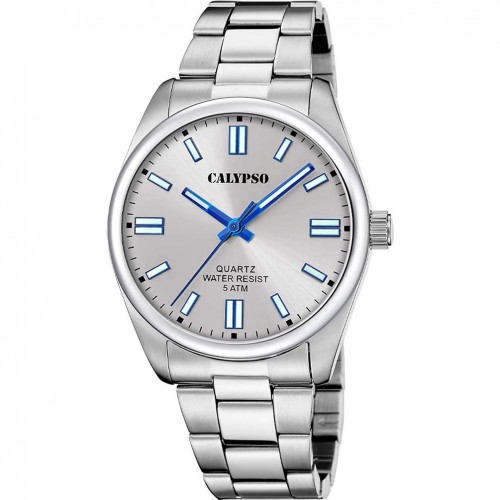 Reloj Calypso basic hombre K5862/2 esfera plateada brazalete acero