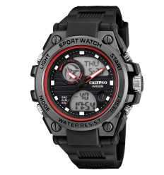Calypso Street Style men' watch K5854/4 black color rubber strap