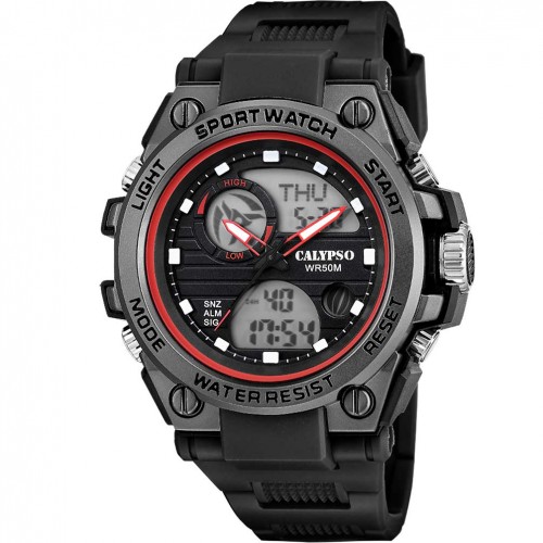 Calypso Street Style men' watch K5854/4 black color rubber strap
