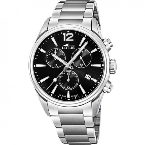 Lotus chronograph men watch black dial steel bracelet 18690/3