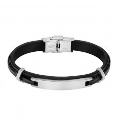 Lotus Style Basic men bracelet LS2400-2/1 black leather steel plate