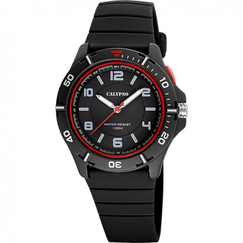 Reloj Calypso Sweet time K5857/6 hombre negro correa de caucho negra