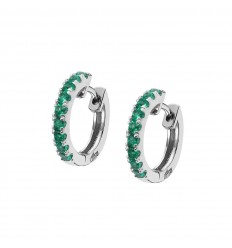 Lotus Silver Colors hoop earrings with green zirconia LP1993-4/2
