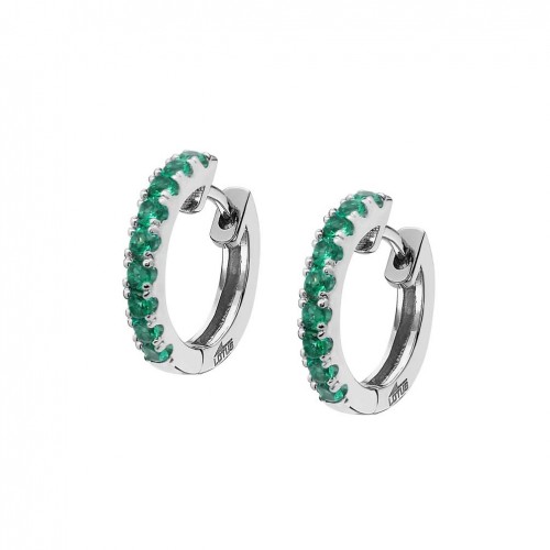 Lotus Silver Colors hoop earrings with green zirconia LP1993-4/2