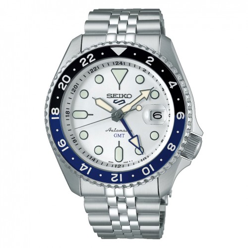 Reloj Seiko 5 Sports GMT automático acero SSK033K1 esfera blanca