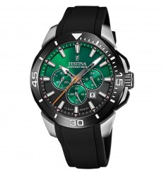 Festina Chrono Bike watch F20642/C green black dial black rubber strap