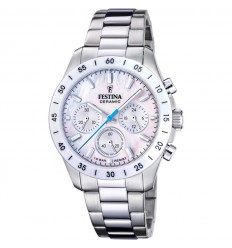 Rellotge Festina Ceramic dona esfera beige braçalet acer F20693/1