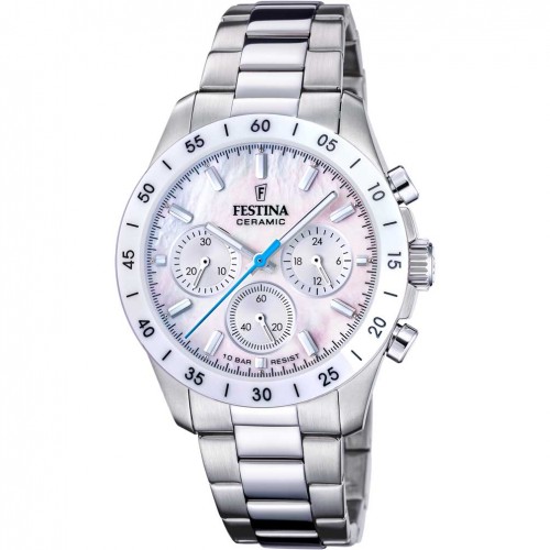 Rellotge Festina Ceramic dona esfera beige braçalet acer F20693/1