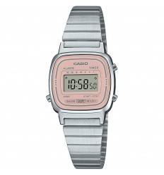 Casio Vintage watch LA670WEA-4A2EF pink resin case and steel bracelet