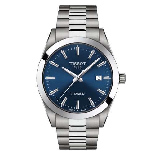 Reloj Tissot Gentleman titanio T1274104404100 Esfera azul 40mm