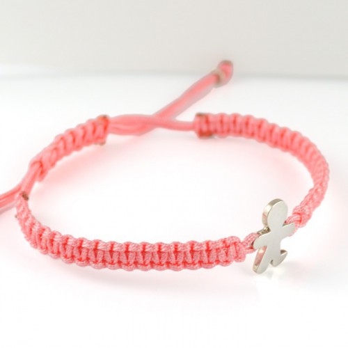 Braçalet Plata Macrame Rosa Inson BR509IN01