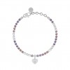 Polsera ajustable Kidult pedres rosa i viola amb penjoll cor 732322