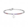 Polsera ajustable Kidult pedres rosa i viola amb penjoll cor 732322